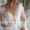 Fmogl Sexy Chérie Lg Manches Dentelle Robe De Bal De Mariage Dres De Luxe Frs Chapelle Train Vintage Robe De Mariée H1j9 #