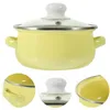 Double chaudière 3 pièces, marmite en émail, petite casserole de cuisson de soupe, décor Vintage, Pots de costume trois pièces avec poignée, Stock décoratif