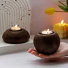 Candle Holders Vintage Rustic Black Wood Tray Wooden Candlestick Round Holder Wedding Table Decor Party Home Teahouse Ornament