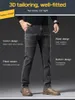 Verano de los hombres Thin Secti Six Pocket Jeans Stretch Pantalones de pierna pequeña Casual Straight Slim Six-Pocket Jeans Casual 45I5 #