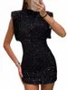 2024 NOWOŚĆ FI CEARY MINI DR FOR WOMAL ELEGANT O NECK MARCA BÓWNY KRÓTKOWY DR Kobiet Chic Club Evening Party Vestidos T8vi#