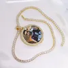 Pendant Necklaces Round Po Custom Made Medallions Picture Necklace & Tennis Chain Gold Color Cubic Zircon Men's Hip Hop Je336G