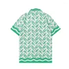 Mäns casual skjortor Casa Sports Jogging Set Green Stripe Men Shirt Högkvalitativa kvinnor Tryckt Contton Short Hawaiian