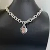 2024 Designer 925 Sterling Silver t Family Peach Heart Pendant Thick Chain Ot Necklace Womens Heart-shaped Collarbone Adjustable Temperament Versatile Style ZOHQ
