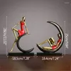 Decorative Figurines 2pcs Sets Moon Girl Miniature Model Resin Figurine For Home Decoration Accessories Gold Reading Ornament Office Decor