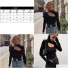 Women'S Jumpsuits & Rompers Womens 2021 Cut-Out Front Bodysuit Women Y Bodycon Skinny Body Suit Mock Neck Long Sleeve Playsuit Black Dh5Rn