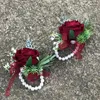 Fi Imitati perle mariage poignet Fr Corsage Bracelet boutnière mariée demoiselle d'honneur main Fr boutnière fête broche 09N6 #