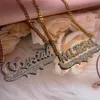 Personalized Name Necklace Custom Bling s Gold Stainless Steel Cuban Chain Choker for Women Jewelry Gift 220722215f