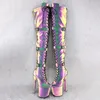 Dance Shoes 20CM/8inches Holographic Upper Modern Sexy Nightclub High Heel Platform Women's Over-the-Knee Boots 534