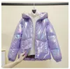 Färgglada vinter kort huva puffer down coat waterproof and wable warm down parkas casual puffer jacka plus size rockar n94c#