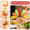 Ljushållare 1st Thanksgiving Turkiet Tea Light Holder For Fall Table Home Spireplaces Window Dekorationer M8N9