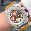 Montre-bracelet suisse AP Royal Oak Offshore Series Machines automatiques en acier de précision 42 mm Affichage de la date Fonction de synchronisation Montre pour homme Acier de précision 26175ST