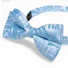 Dibangu Mode Bleu Paisley Bowtie Mouchoir Manchette Set pour Homme Mariage Business Party Luxe Pré-attaché Hommes Bow Tie Cadeaux Y240329