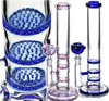 Roze groen blauw zwarte waterpijp Glazen bong Waterpijp Pijpen met kom 3 lagen honingraat Percolator Recycler Olieplatforms 14 mm mannelijk gewricht