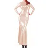 Robe de latex sexy LG Manches en caoutchouc Dr Faux Tox Pvc Party Club Slim Fi Bag Hip Fishtail Dr Outfits LG Dres 18XV #