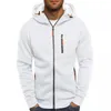 Herrhuvtröja tröja Cardigan Hooded Jacket Zipper Pocket Jacquard Sports Fitness Outdoor Leisure Running Solid Color Sportswear