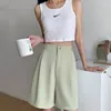 Women's Pants Summer Loose Casual Solid Color Knee Length Suit Ladies High Waist All-match Wide Leg Chiffon Shorts Clothing