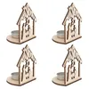 Candle Holders 4 Pcs Candlestick Simple Candleholder Wedding Decoration Wooden Candleholders Desk Hollow Out Tabletop