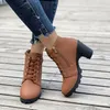 Boots Women Chunky Heeled Ankle Solid Color Side Zipper Beer Festival Dress Shoes