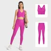 AL Sports Fitness Set Yoga ET Double 6 Reggiseno sportivo antibatterico, nudo, antiurto+tasche laterali, pantaloni corti nudi, delicati sulla pelle, morbidi ed elastici