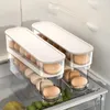 Porte-œufs à défilement automatique, rangement de cuisine, avec couvercle, support roulant dédié, Double rangée pour armoire de réfrigérateur