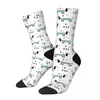 Herrstrumpor Crazy Sock for Men Cute Dachshunds på White Hip Hop Vintage Dachshund Dog sömlöst mönster Tryckt pojkar besättningar avslappnad gåva