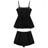 Suisses de survêtement pour femmes Tanks Top Y Ruffles Camis Shirt Blusas Blouse en mousseline de mousseline Shorts de jambe féminine 2 pièces Sents Tenues Drop Livroming Appart Otzup