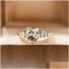 Solitaire Ring Elegant Love Heart Shape Clear Cubic Zirconia Stone Classic Diamond Wedding Jewerly For Drop Delivery Jewelry Dhvoc