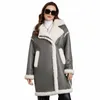 Astrid Fi Lammwolle Futter Jacke Frauen Wildleder Stoff Wind Pelz Ein Stück mit Reißverschluss Leder Pelz Fleece Mantel Streetwear S2MB #