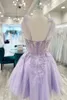 lilac curto baile dres sweetheart renda aplique com miçangas de lantejoulas de lantejoulas vestido de bola de bola mini vestidos de festa formal q4dd#