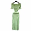 verde 2024 estate sexy maglia manica corta Dr donne Squar collare vita Bodyc Sundr spiaggia femminile Backl Lg Dr 76qO #