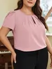 Europäisches und amerikanisches Plus-Size-Damen-Sommer-Temperament, eng anliegendes, hohles T-Shirt Y727 #