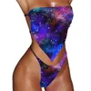 Galaxy Nebula Micro Bikini Swimsuit Starsプリント水着セクシーなプッシュアップグラフィックビキニセット女性レイブファッションフェミニン240327