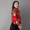 Estilo chinês Jaqueta Cott Para Mulheres Outono Inverno Estilo Étnico Curto Impresso Retro Butt Up Casaco Mujer Chaqueta Z4806 w7xE #