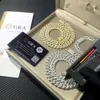 VVS муассанитовое ожерелье-цепочка с кубинскими звеньями для мужчин, ширина 14 мм, 2 ряда, алмазный зубец, бриллиантовое ожерелье, рэпер-рок, персонализация, хип-хоп, мужские роскошные украшения, подарок женщине