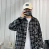 Spring and Autumn Long Sleeved Plaid Shirt for Men, Loose and Trendy, Casual and Handsome for Students, Wearing A Brushed Shirt Jacket for Outerwear