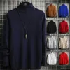 Nya män Autumn/Winter Knit Sweater Solid Color High Neck Slim Casual Pullover/Men FI Brand Turtleneck Knit Sweater Pullover 31Zl#
