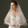 High Fi White Tule One Laag Pearls Edge Bridal Wedding Veils 120cm ellebooglengte bruid sluiers te koop bruiloft Accory K91L#