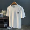 Europeu luz luxo high end camiseta masculina manga curta verão nova impressão topo ins marca de moda em torno do pescoço casual meia manga camiseta