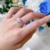 Cluster Rings Luxury Cushion Cut 10mm Lab Diamond Ring Real 925 Sterling Silver Party Wedding Band For Women Promise Jewelry