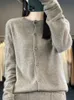 Automne Hiver Femmes O-cou Grace Cardigan 100% Pull en laine mérinos Creux Lg-manches Cmere Tricots Femme Vêtements Tops o1uU #