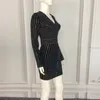 Hageofly Kadın Bling Bling Lg Sleeve Dr Black V Yastın Tam Kollu Kadın Gündelik Ofis Dr Partisi Dr Brazil Vestidos XXL R1NJ#