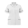 Mulheres sólidas lapela uniforme de trabalho bolso blusa uniformes de enfermeira manga curta clínica enfermagem esfrega topos cuidados de saúde túnica 949x #