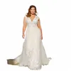 Dres de casamento requintado plus size tule com apliques de renda com decote em v backl vestidos de noiva mangas boné sereia vestido de noiva a6gh #