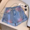 plus Size L-4XL Denim Vintage Shorts For Women High Waist Fi Summer Doodle Jean Pants Y2K Clothing Female Free Ship S1k1#