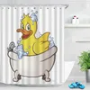 Douchegordijnen Anime Leuke Eend Gedrukt Gordijn Cartoon Voor Bad Waterdichte Badkamer Duurzaam Scherm Decor Haken