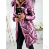 mid-length Overcoats Parkas Clothing Zipper Trend Glossy Parkas Outwear Women Big Fur Collar Slim Fit Thermal Fall Winter Coat E0ii#