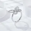 Pierścienie klastra Butterfly Solid Silver 925 Modna Biżuteria Autentyczna mossanitowa pierścionek z diamentem dla kobiet