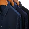 Inteligentne swobodne mężczyźni vintage gładkie koszule polo wiosna jesienna krzanka z długim rękawem moda moda na męskie ubrania Tops 240328