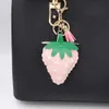 Creative Fruit KeyChain Strawberry Car Keychain Pu Leather Accessories Keyring Bag Pendant Waterproof PU Material Keyring Liten Gift 240329